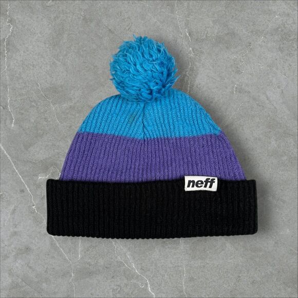 Neff Other - Y2K Neff Striped Pom Beanie